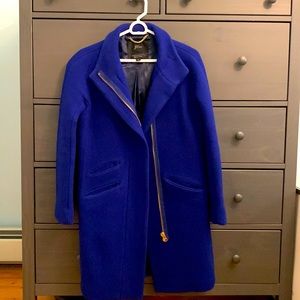 J. Crew Women’s 00 Blue Italian Stadium Cloth Cocoon Coat